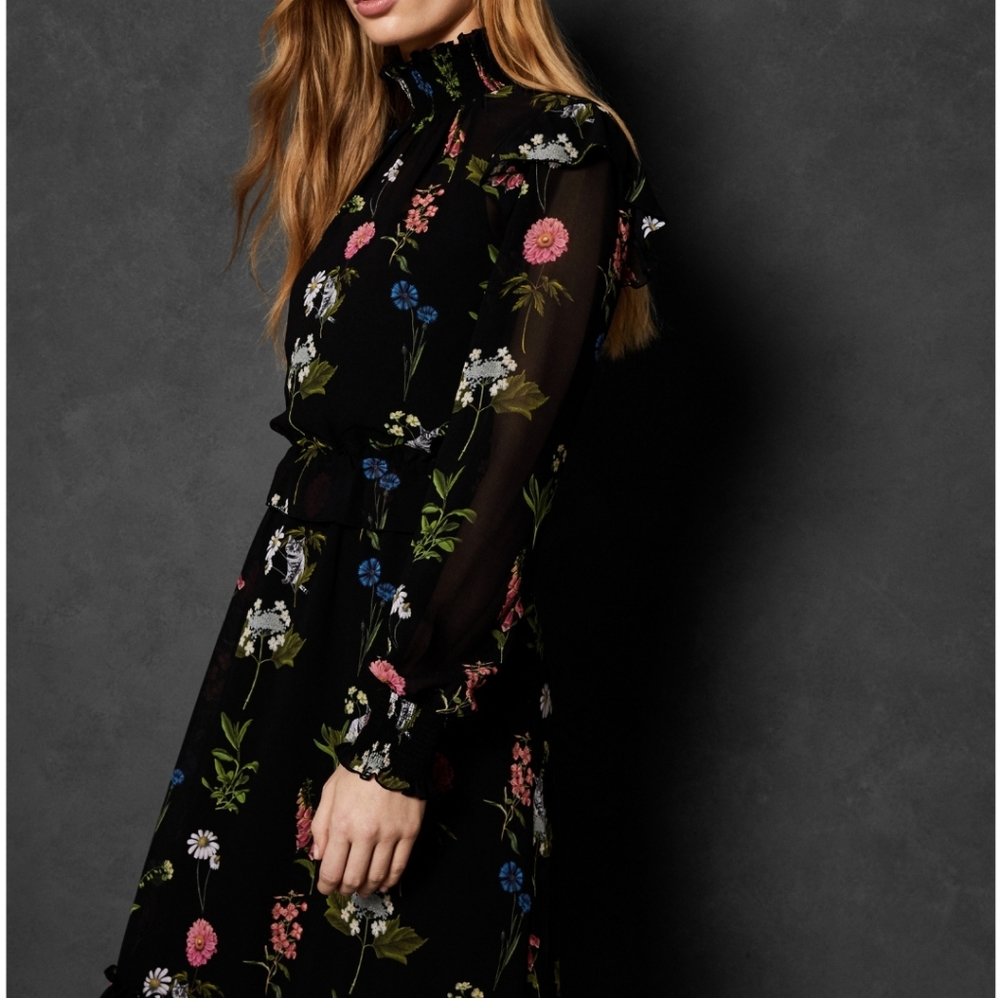 🍒NWT🍒 TED BAKER  BOTANICAL MIDI DRESS - Picture 5 of 8